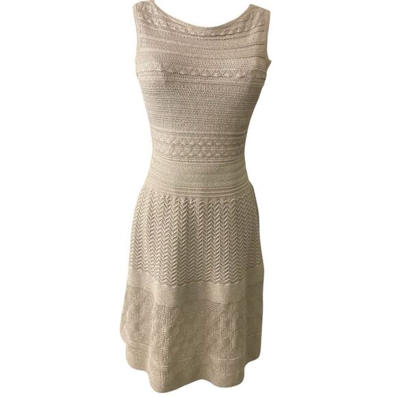 Ralph Lauren Silver Metallic Crochet Knit Mesh Dress Size Small Fairycore - Picture 6 of 9